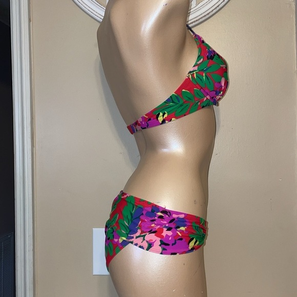 Aerie women’s bikini 34c medium top halter underwire bottom red floral - Picture 4 of 11